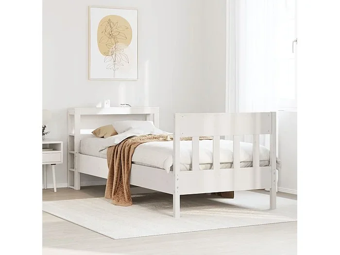 Estructura de cama sin colchón madera de pino blanca 90×200 cm