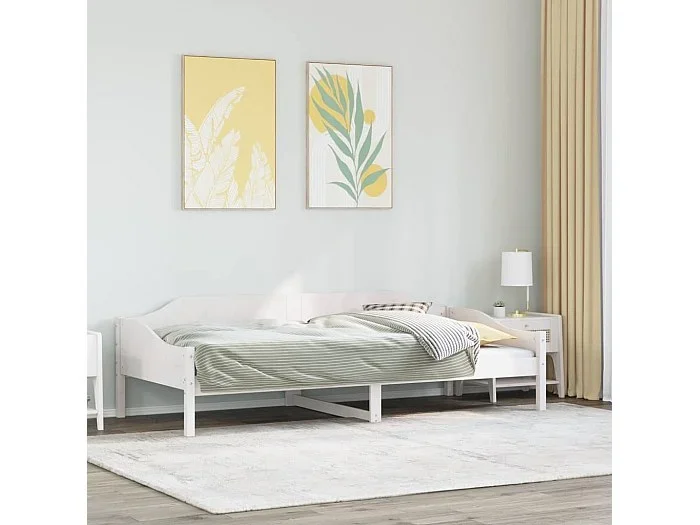 Estructura de cama sin colchón madera de pino blanca 90×200 cm
