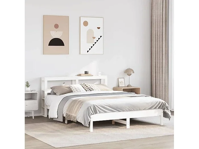 Estructura de cama sin colchón madera de pino blanco 135×190 cm