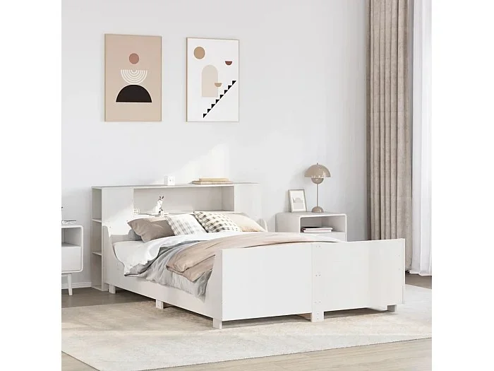 Estructura de cama sin colchón madera de pino blanco 135×190 cm