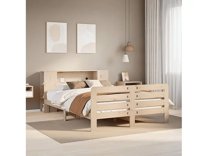 Estructura de cama sin colchón madera de pino blanco 150×200 cm