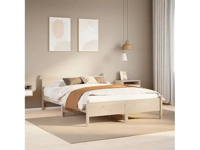 Estructura de cama sin colchón madera de pino maciza 120×200 cm