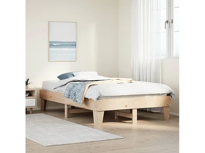 Estructura de cama sin colchón madera de pino maciza 120×200 cm