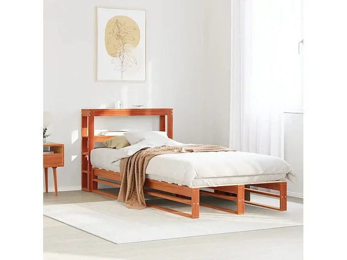 Estructura de cama sin colchón madera de pino marrón 90×200 cm