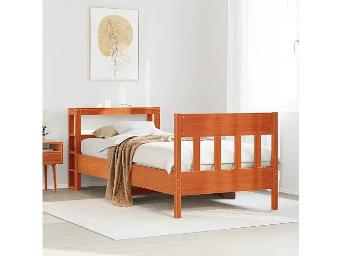 Estructura de cama sin colchón madera de pino marrón 90×200 cm