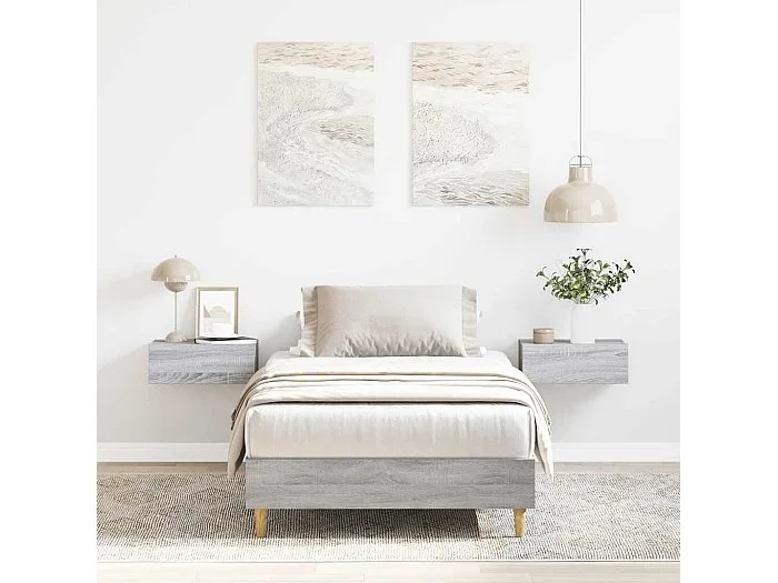 Estructura de cama sin colchón madera gris Sonoma 75×190 cm