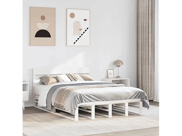 Estructura de cama sin colchón madera maciza blanca 120×190 cm