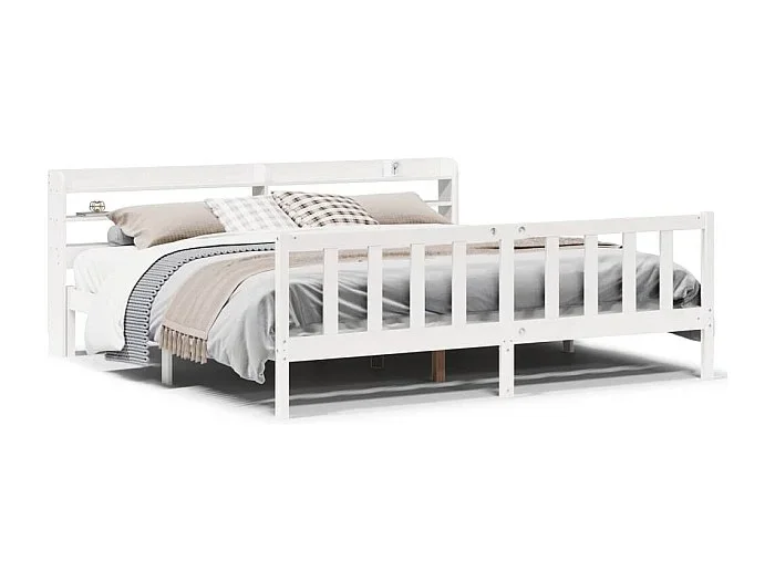 Estructura de cama sin colchón madera maciza blanca 200×200 cm