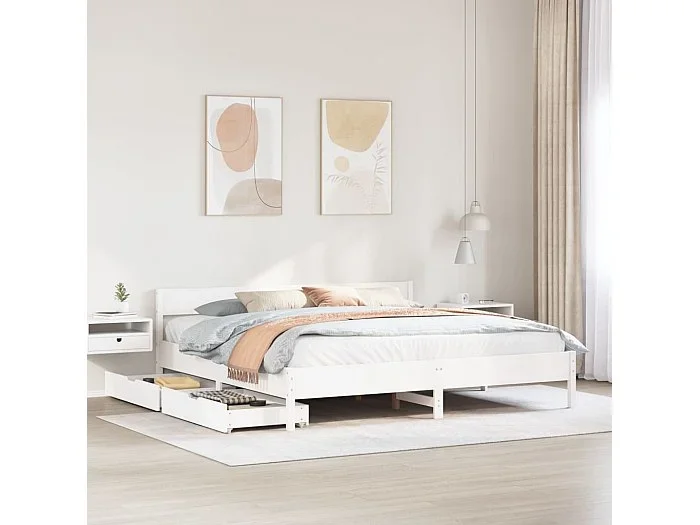 Estructura de cama sin colchón madera maciza blanca 200×200 cm