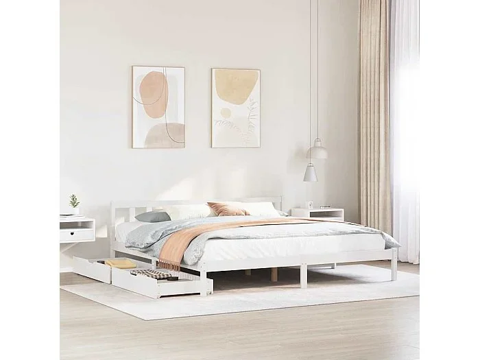 Estructura de cama sin colchón madera maciza blanca 200×200 cm
