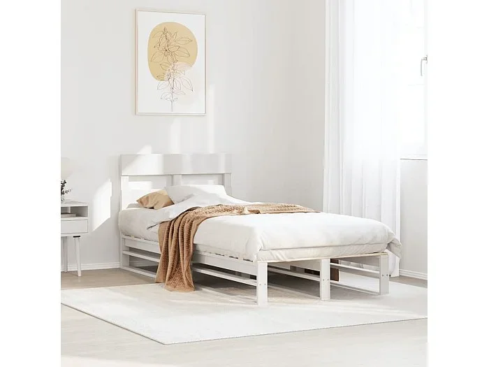 Estructura de cama sin colchón madera maciza blanca 75×190 cm