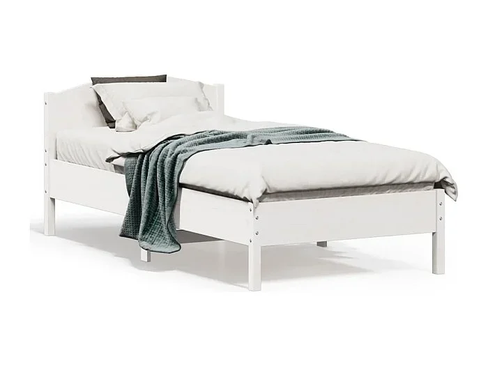 Estructura de cama sin colchón madera maciza blanca 75×190 cm