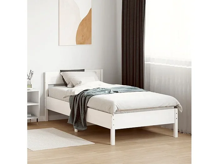 Estructura de cama sin colchón madera maciza blanca 75×190 cm