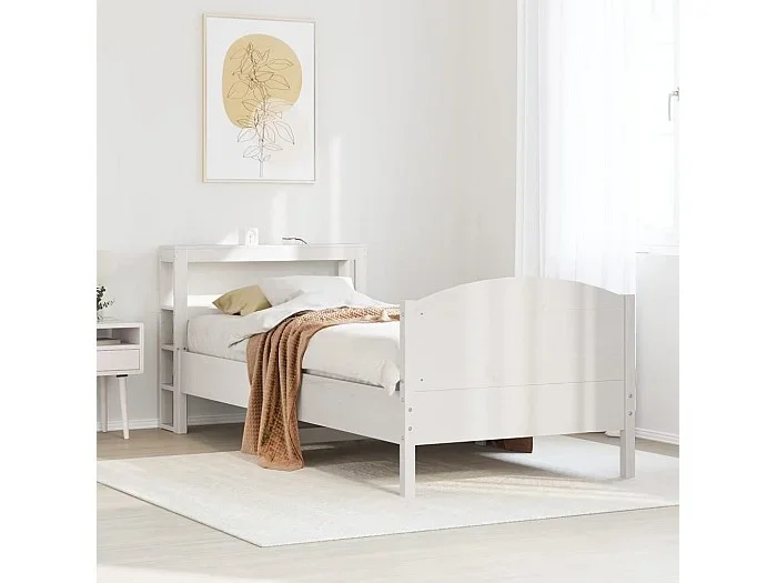 Estructura de cama sin colchón madera maciza blanca 75×190 cm