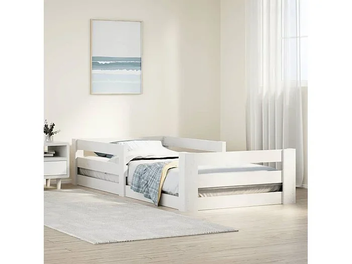 Estructura de cama sin colchón madera maciza blanca 80×190 cm