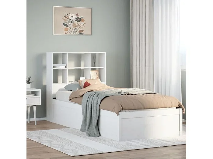 Estructura de cama sin colchón madera maciza blanca 90×190 cm