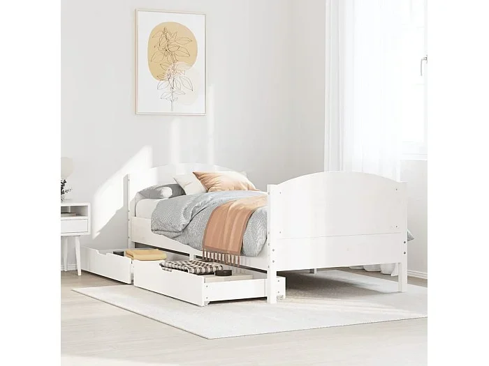 Estructura de cama sin colchón madera maciza blanca 90×190 cm