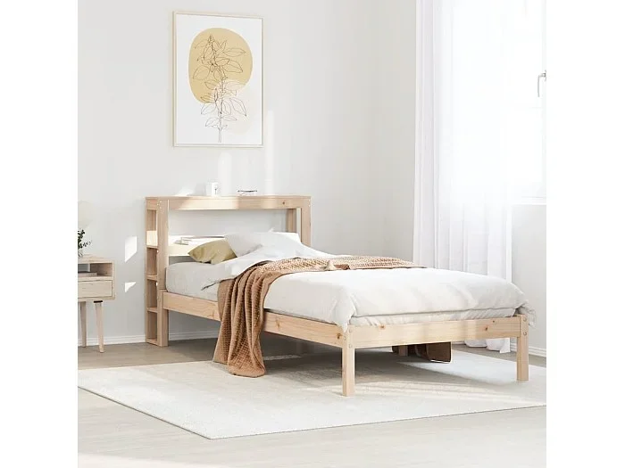 Estructura de cama sin colchón madera maciza de pino 100×200 cm