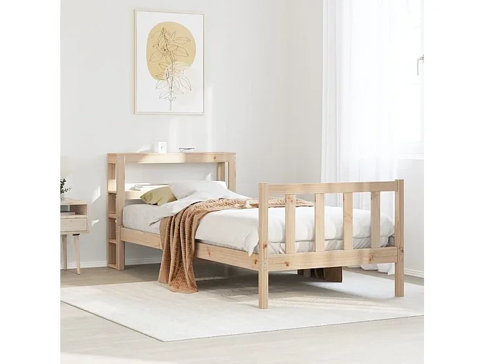 Estructura de cama sin colchón madera maciza de pino 100×200 cm