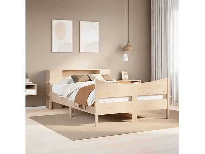Estructura de cama sin colchón madera maciza de pino 120×190 cm