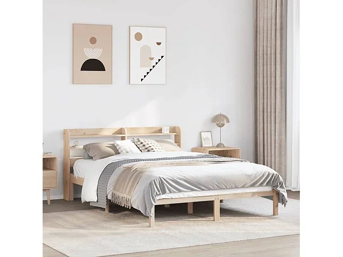 Estructura de cama sin colchón madera maciza de pino 120×190 cm