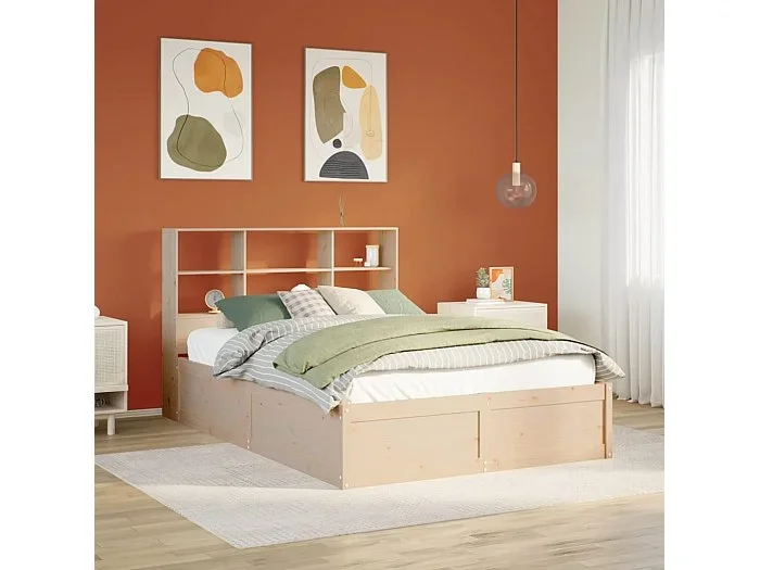 Estructura de cama sin colchón madera maciza de pino 120×190 cm