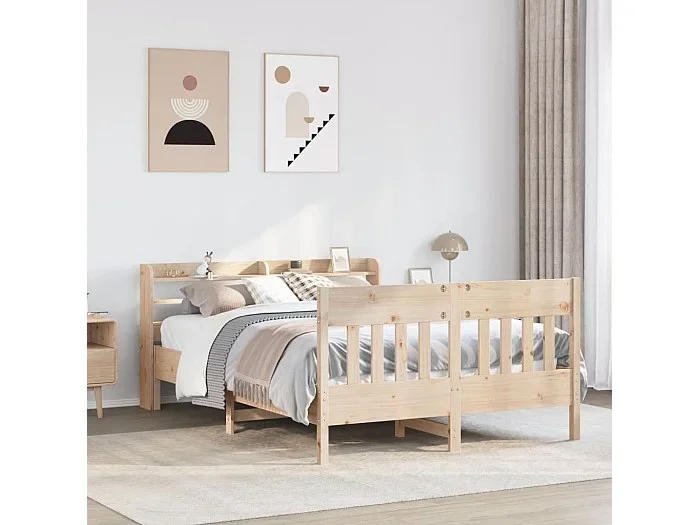 Estructura de cama sin colchón madera maciza de pino 120×190 cm