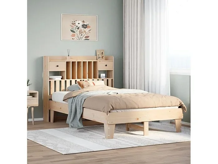 Estructura de cama sin colchón madera maciza de pino 135×190 cm