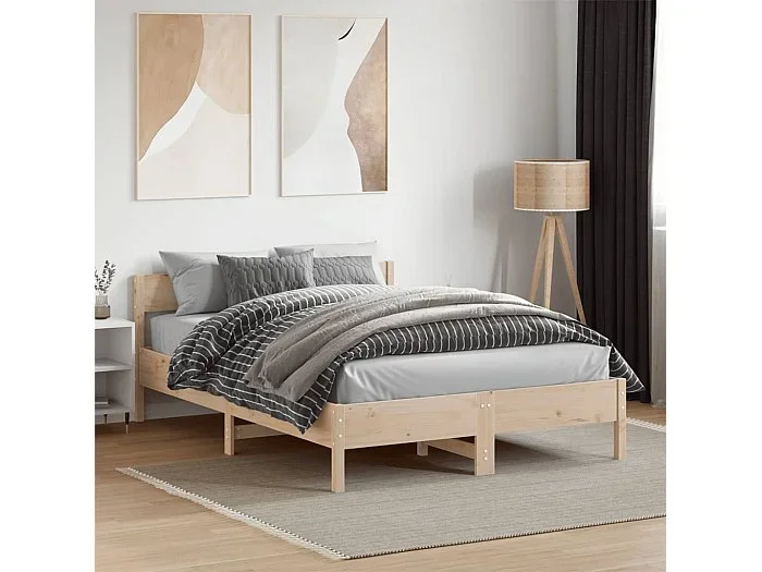 Estructura de cama sin colchón madera maciza de pino 140×190 cm