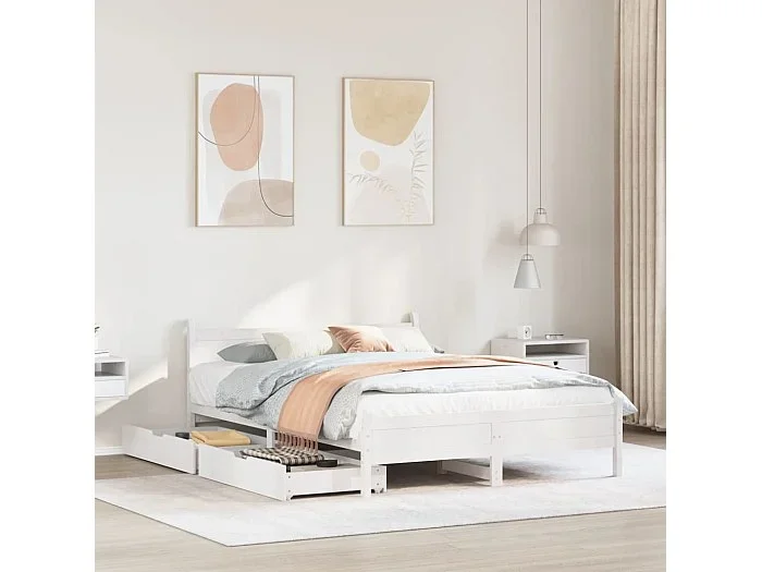 Estructura de cama sin colchón madera maciza de pino 160×200 cm