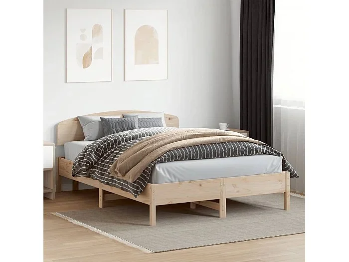 Estructura de cama sin colchón madera maciza de pino 160×200 cm