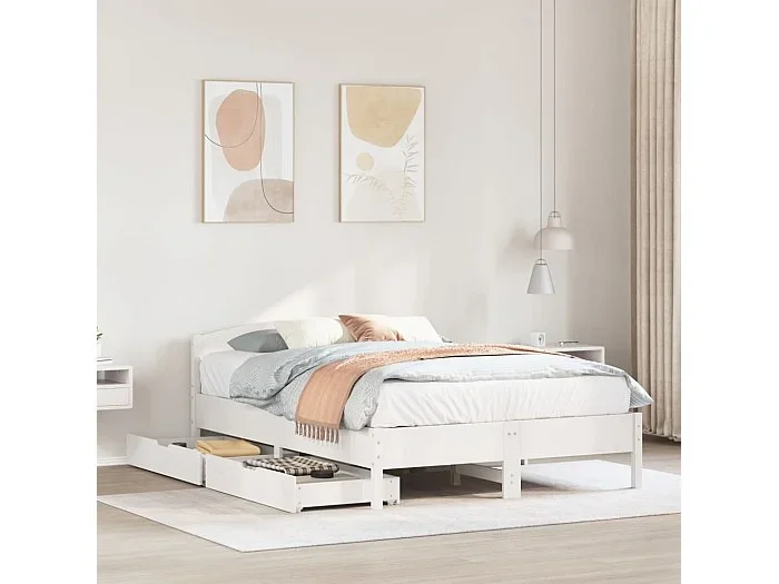Estructura de cama sin colchón madera maciza de pino 160×200 cm