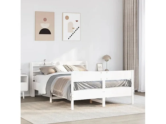 Estructura de cama sin colchón madera maciza de pino 160×200 cm