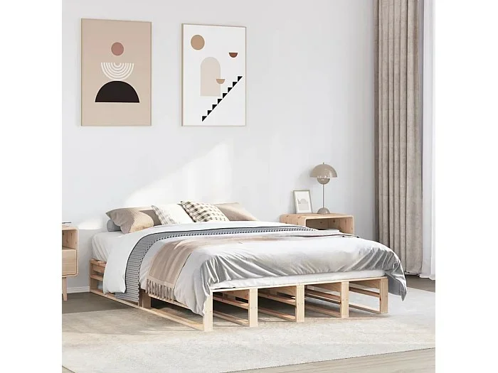 Estructura de cama sin colchón madera maciza de pino 160×200 cm