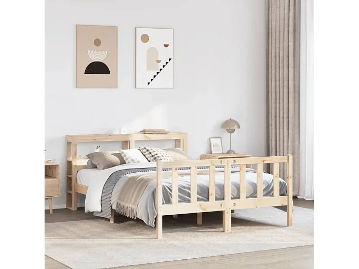 Estructura de cama sin colchón madera maciza de pino 160×200 cm
