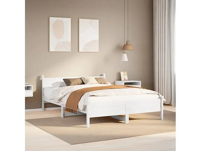 Estructura de cama sin colchón madera maciza de pino 160×200 cm