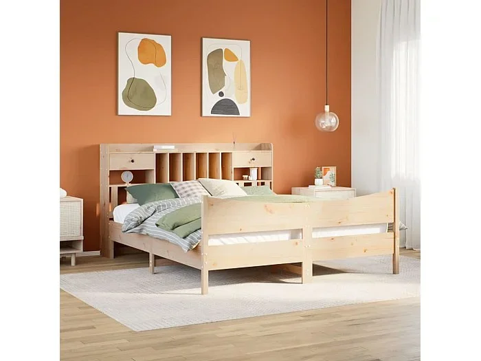 Estructura de cama sin colchón madera maciza de pino 180×200 cm