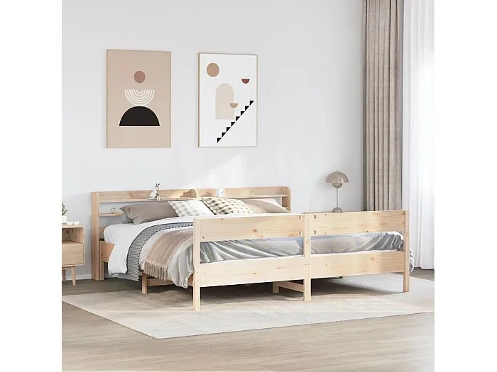 Estructura de cama sin colchón madera maciza de pino 180×200 cm