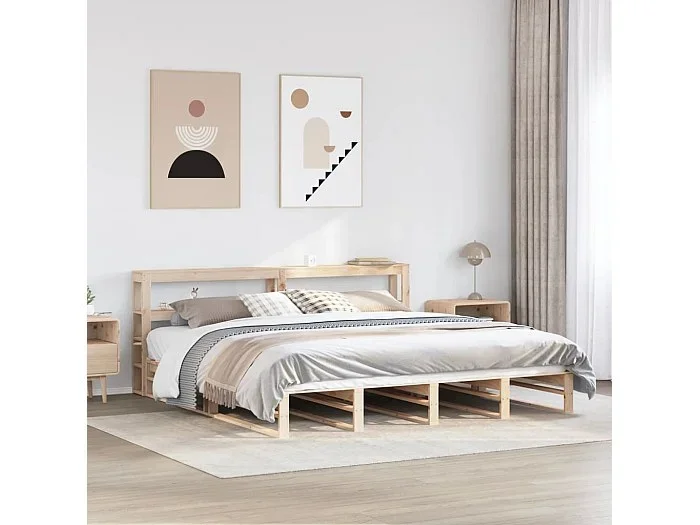 Estructura de cama sin colchón madera maciza de pino 180×200 cm