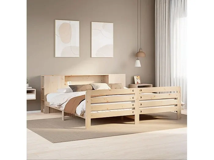Estructura de cama sin colchón madera maciza de pino 180×200 cm