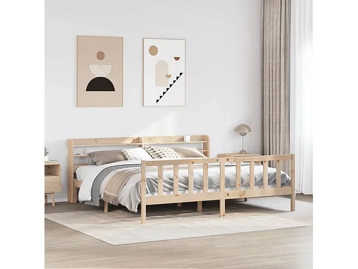 Estructura de cama sin colchón madera maciza de pino 180×200 cm