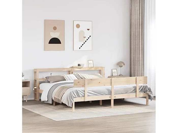 Estructura de cama sin colchón madera maciza de pino 180×200 cm