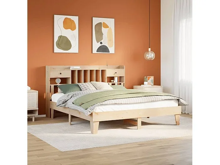 Estructura de cama sin colchón madera maciza de pino 180×200 cm