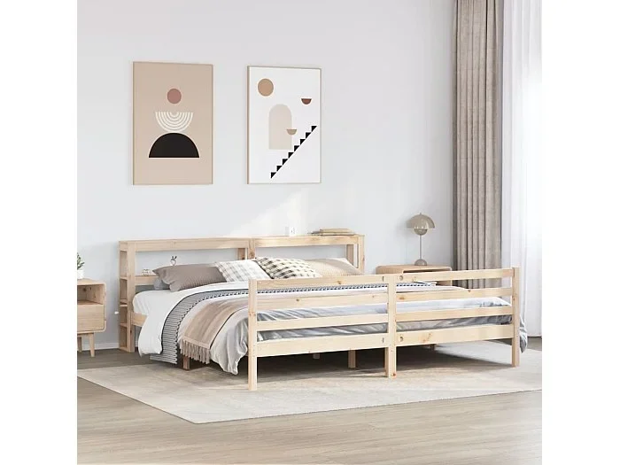 Estructura de cama sin colchón madera maciza de pino 200×200 cm