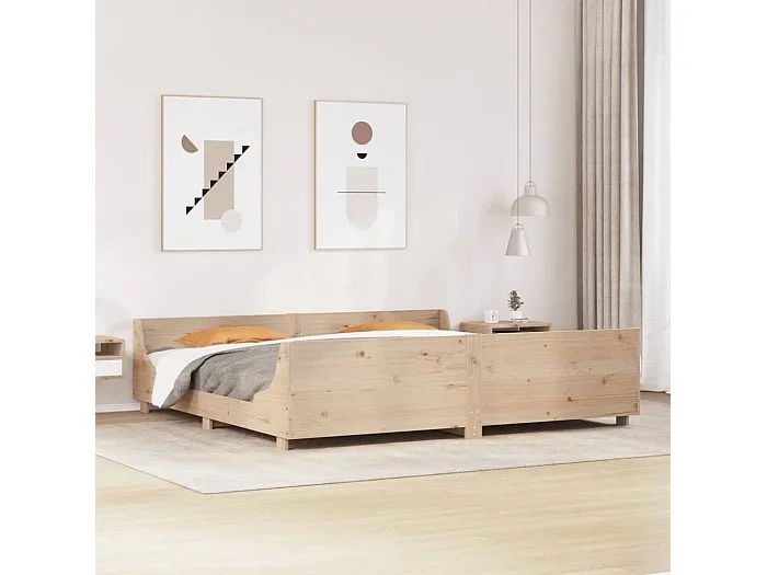 Estructura de cama sin colchón madera maciza de pino 200×200 cm