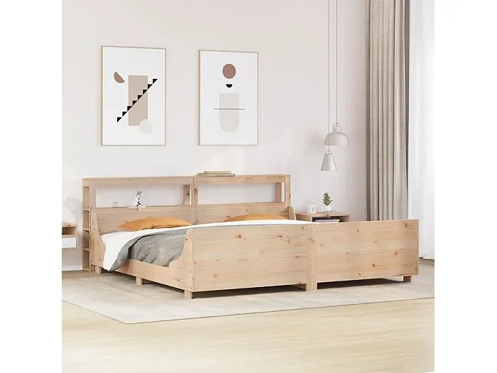 Estructura de cama sin colchón madera maciza de pino 200×200 cm