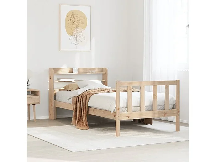 Estructura de cama sin colchón madera maciza de pino 90×200 cm