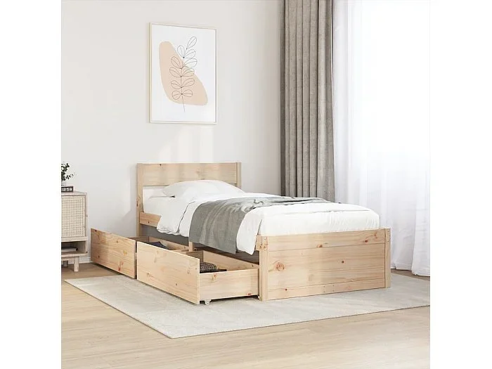 Estructura de cama sin colchón madera maciza de pino 90×200 cm