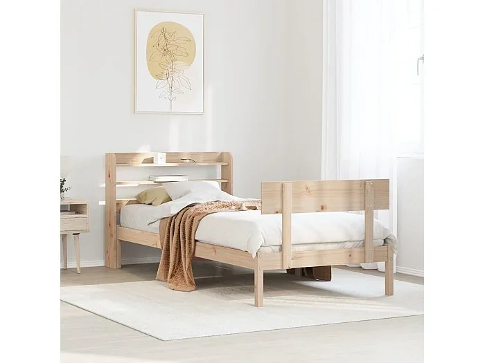 Estructura de cama sin colchón madera maciza de pino 90×200 cm