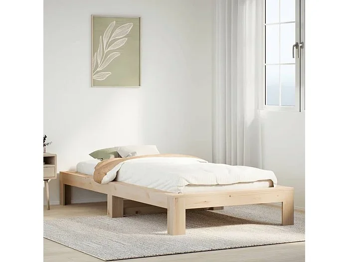Estructura de cama sin colchón madera maciza de pino 90×200 cm